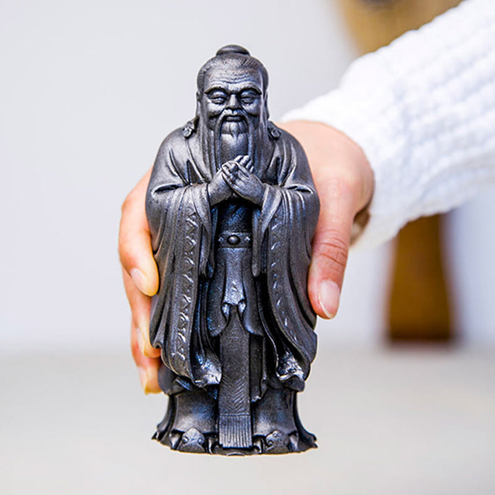 Statue de Buddha Stones faite à la main en poudre de fer Confucius en résine coulée rouillée Décoration de la maison - image 19