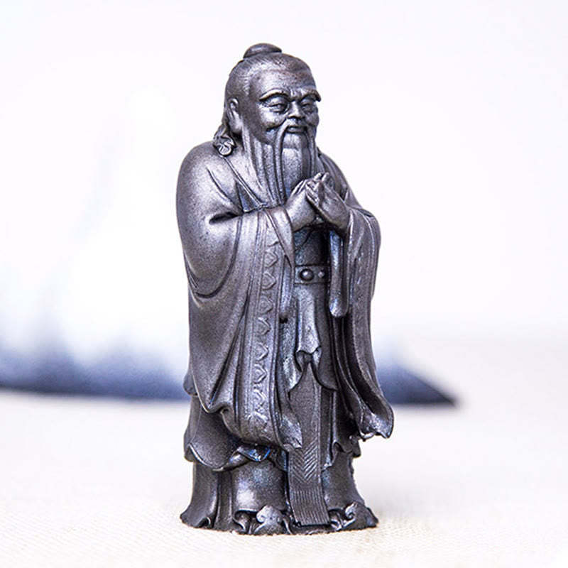 Statue de Buddha Stones faite à la main en poudre de fer Confucius en résine coulée rouillée Décoration de la maison - image 16