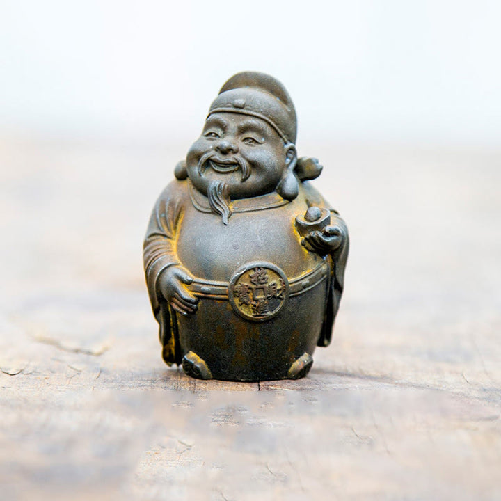 Statue de Buddha Stones faite à la main, dieu militaire littéraire de la richesse, poudre de fer, rouille, résine coulée, décoration de la maison