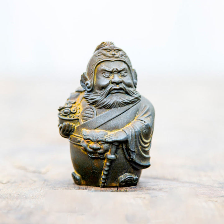 Statue de Buddha Stones faite à la main, dieu militaire littéraire de la richesse, poudre de fer, rouille, résine coulée, décoration de la maison - Version Rust - Dieu militaire de la richesse 7*4,8*4,3 cm - image 6
