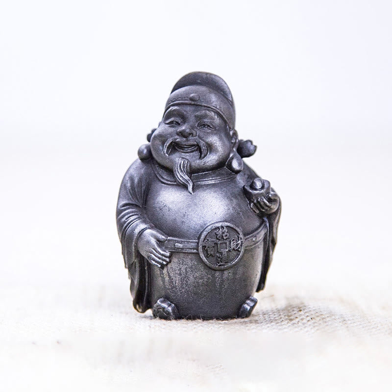 Statue de Buddha Stones faite à la main, dieu militaire littéraire de la richesse, poudre de fer, rouille, résine coulée, décoration de la maison