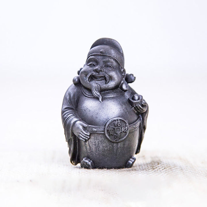 Statue de Buddha Stones faite à la main, dieu militaire littéraire de la richesse, poudre de fer, rouille, résine coulée, décoration de la maison