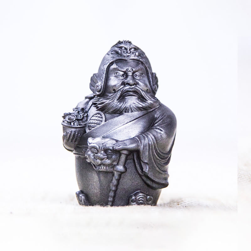 Statue de Buddha Stones faite à la main, dieu militaire littéraire de la richesse, poudre de fer, rouille, résine coulée, décoration de la maison