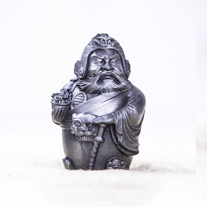 Statue de Buddha Stones faite à la main, dieu militaire littéraire de la richesse, poudre de fer, rouille, résine coulée, décoration de la maison