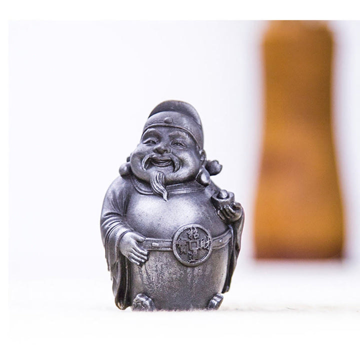 Statue de Buddha Stones faite à la main, dieu militaire littéraire de la richesse, poudre de fer, rouille, résine coulée, décoration de la maison