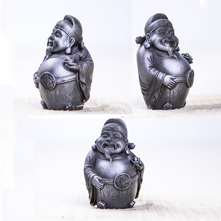 Statue de Buddha Stones faite à la main, dieu militaire littéraire de la richesse, poudre de fer, rouille, résine coulée, décoration de la maison