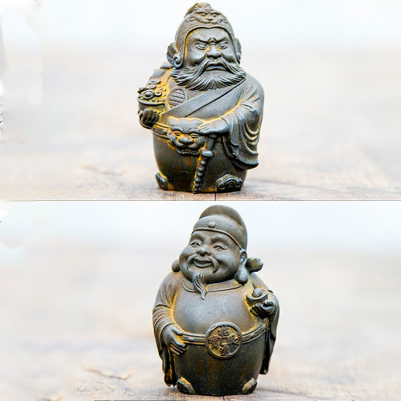 Statue de Buddha Stones faite à la main, dieu militaire littéraire de la richesse, poudre de fer, rouille, résine coulée, décoration de la maison - image 1