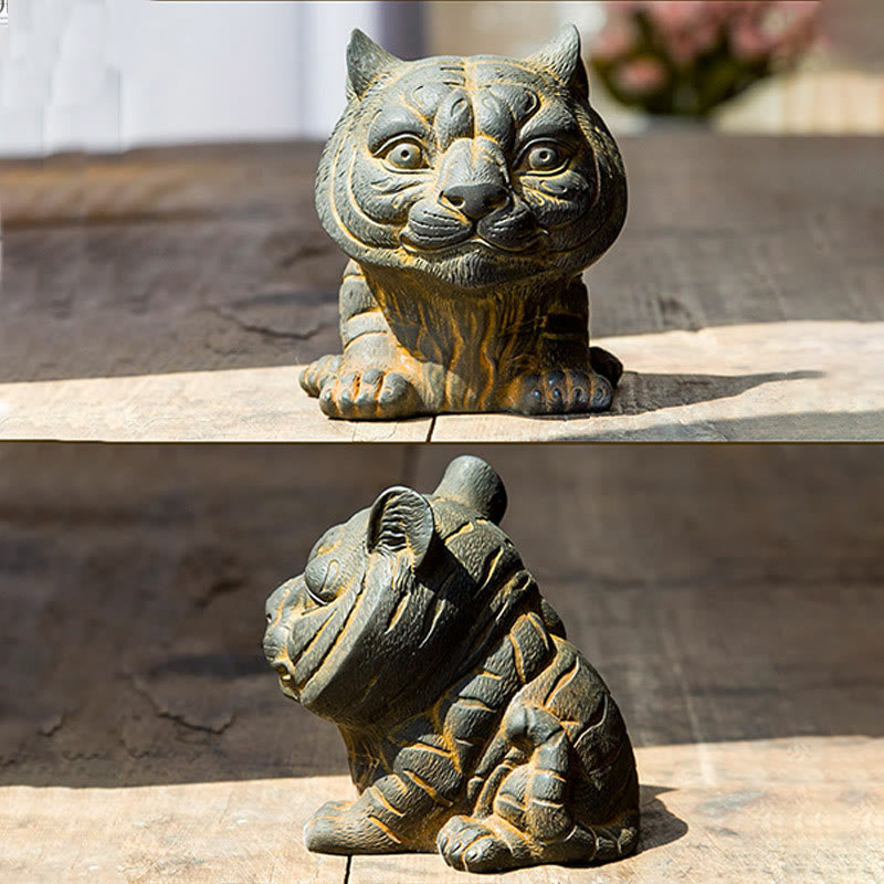 Buddha Stones faite à la main, petite et jolie statue en résine coulée en poudre de fer de tigre, décoration de la maison