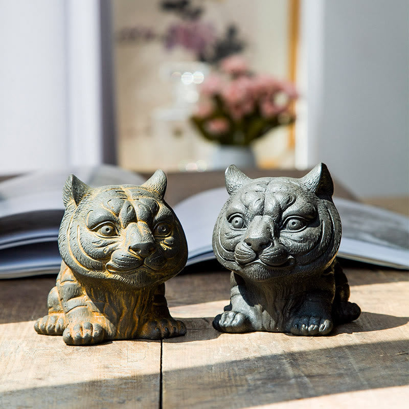 Buddha Stones faite à la main, petite et jolie statue en résine coulée en poudre de fer de tigre, décoration de la maison
