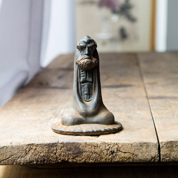 Statue de Buddha Stones faite à la main en poudre de fer Bodhidharma en résine coulée rouillée, décoration de la maison