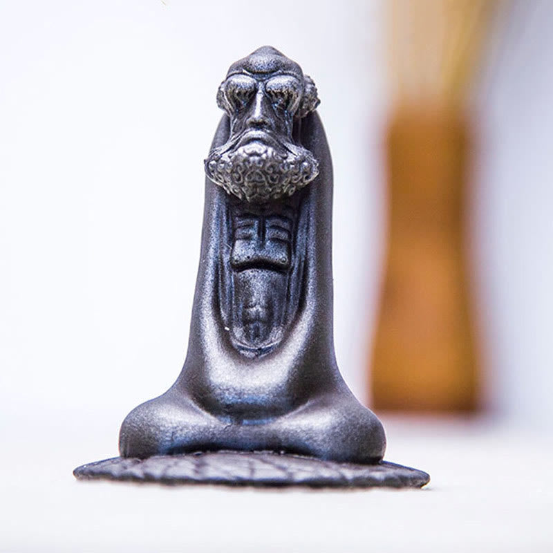 Statue de Buddha Stones faite à la main en poudre de fer Bodhidharma en résine coulée rouillée, décoration de la maison
