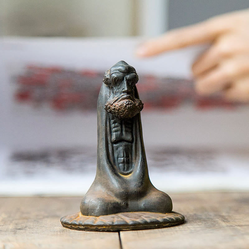 Statue de Buddha Stones faite à la main en poudre de fer Bodhidharma en résine coulée rouillée, décoration de la maison