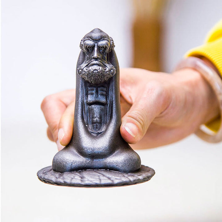 Statue de Buddha Stones faite à la main en poudre de fer Bodhidharma en résine coulée rouillée, décoration de la maison