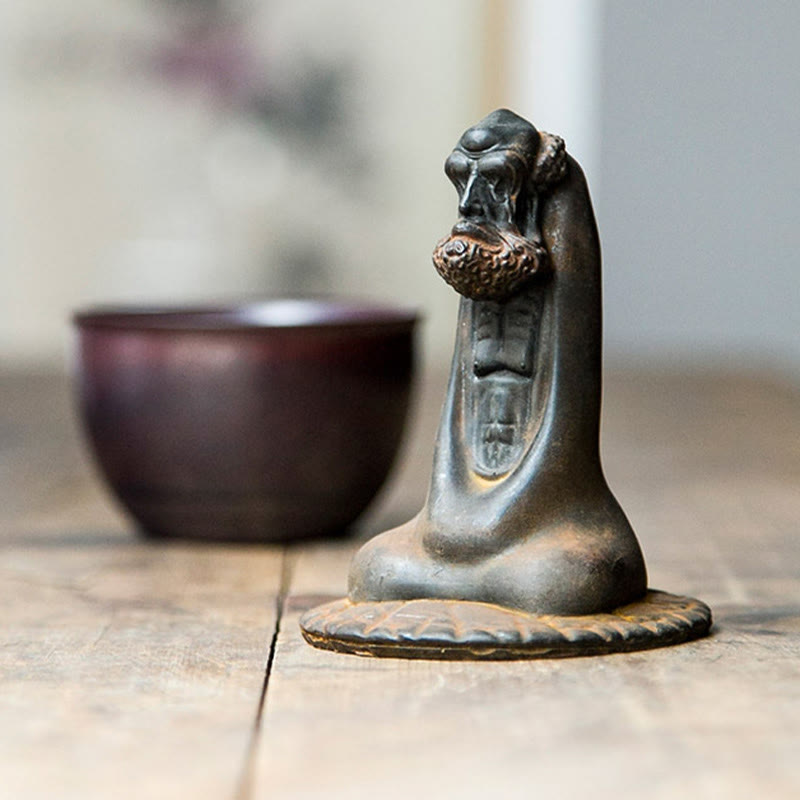 Statue de Buddha Stones faite à la main en poudre de fer Bodhidharma en résine coulée rouillée, décoration de la maison - image 3