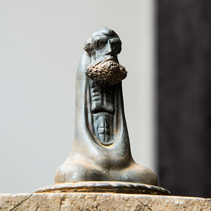 Statue de Buddha Stones faite à la main en poudre de fer Bodhidharma en résine coulée rouillée, décoration de la maison