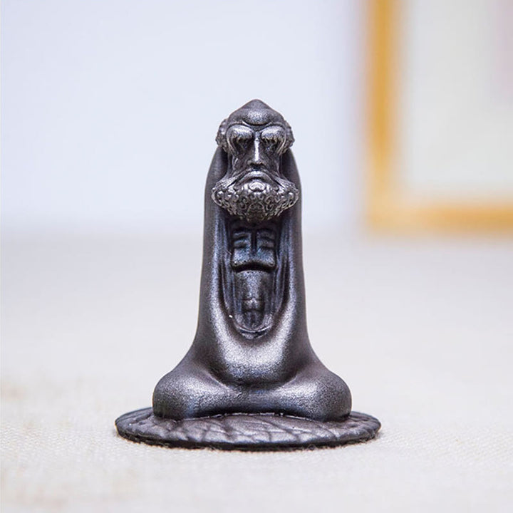 Statue de Buddha Stones faite à la main en poudre de fer Bodhidharma en résine coulée rouillée, décoration de la maison