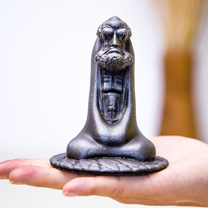 Statue de Buddha Stones faite à la main en poudre de fer Bodhidharma en résine coulée rouillée, décoration de la maison
