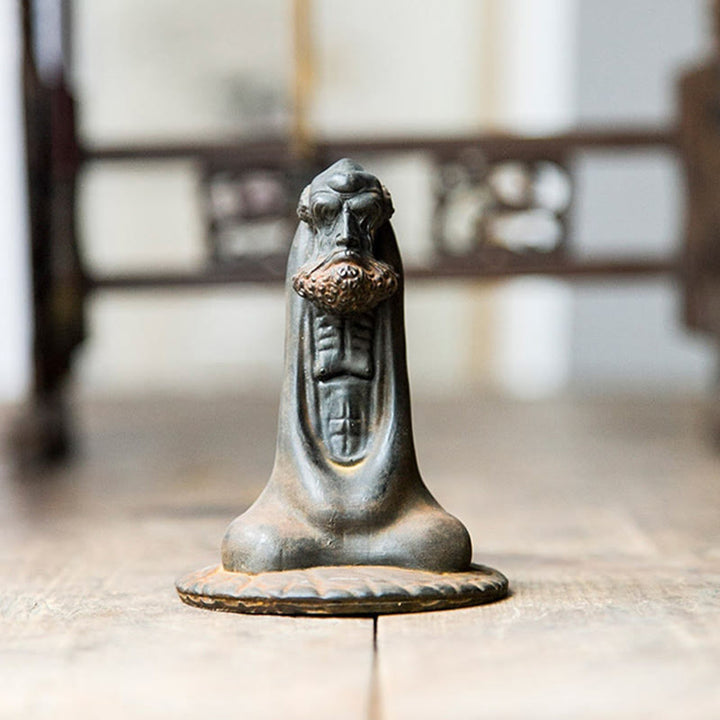Statue de Buddha Stones faite à la main en poudre de fer Bodhidharma en résine coulée rouillée, décoration de la maison