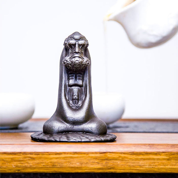 Statue de Buddha Stones faite à la main en poudre de fer Bodhidharma en résine coulée rouillée, décoration de la maison