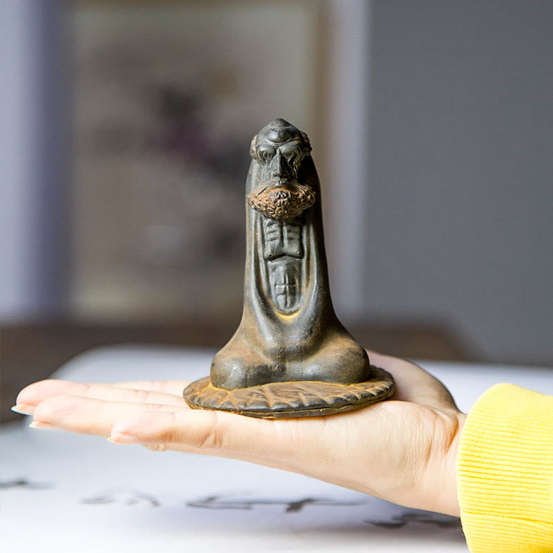 Statue de Buddha Stones faite à la main en poudre de fer Bodhidharma en résine coulée rouillée, décoration de la maison