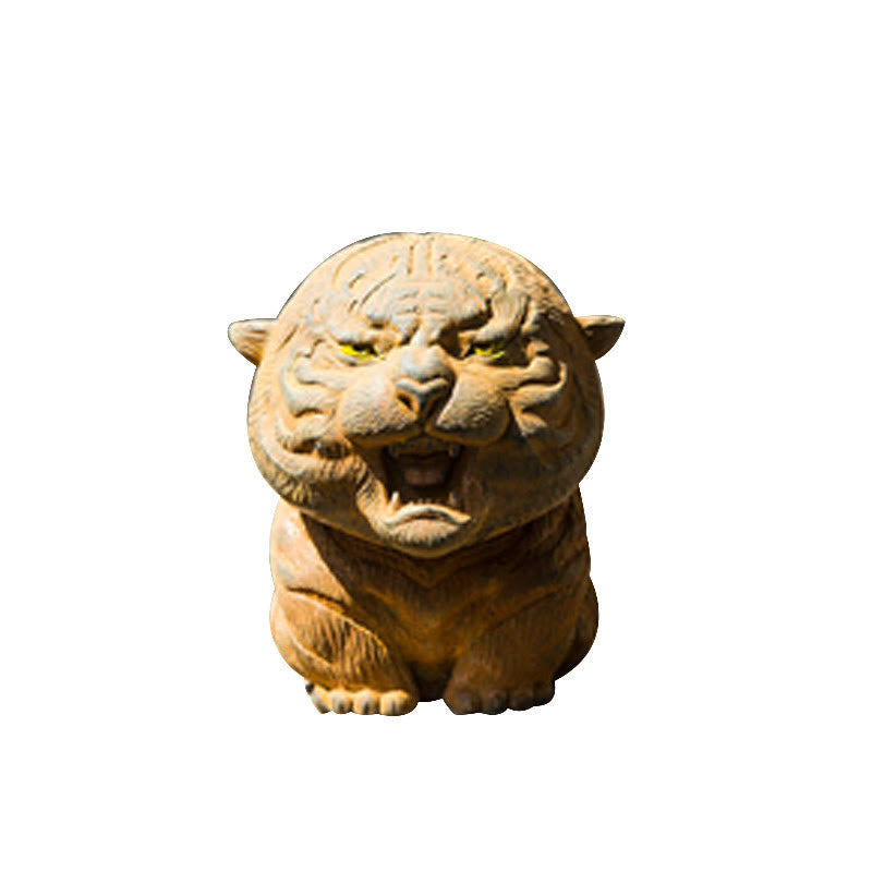 Statue de Buddha Stones en résine moulée à la main en forme de mini tigre rugissant en poudre de fer et rouille, décoration de la maison