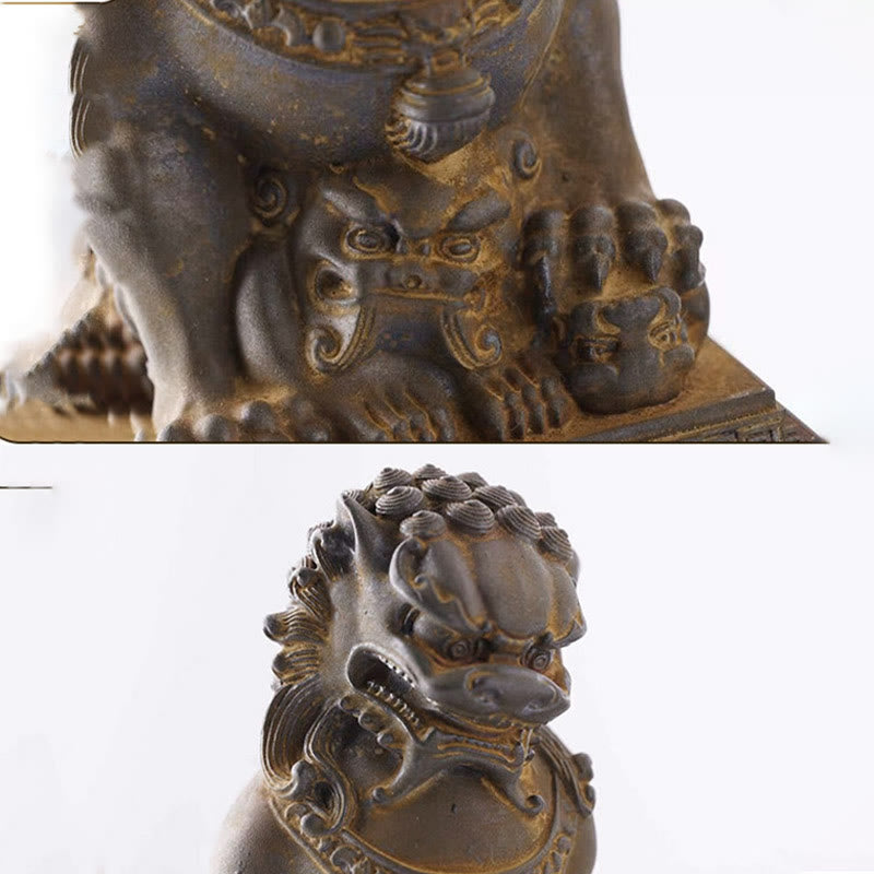 Statue de Buddha Stones faite à la main en résine moulée avec poudre de fer et rouille pour protéger le mal et décorer la maison