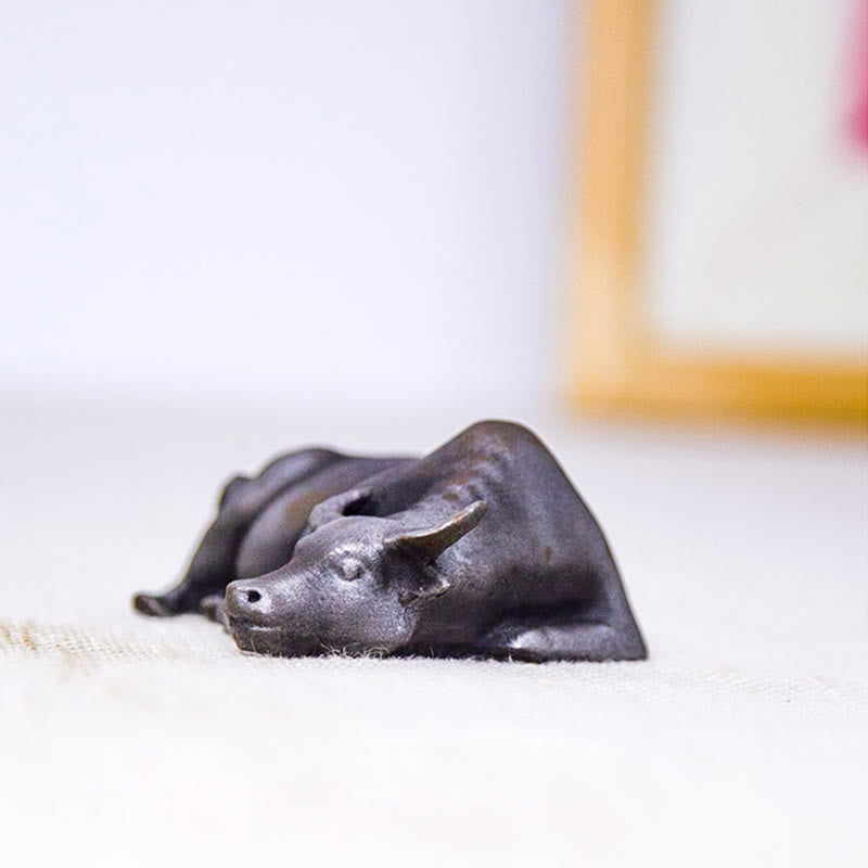 Statue de Buddha Stones en résine moulée à la main en forme de petit buffle d'eau et de taureau en poudre de fer rouille décoration de la maison - image 17