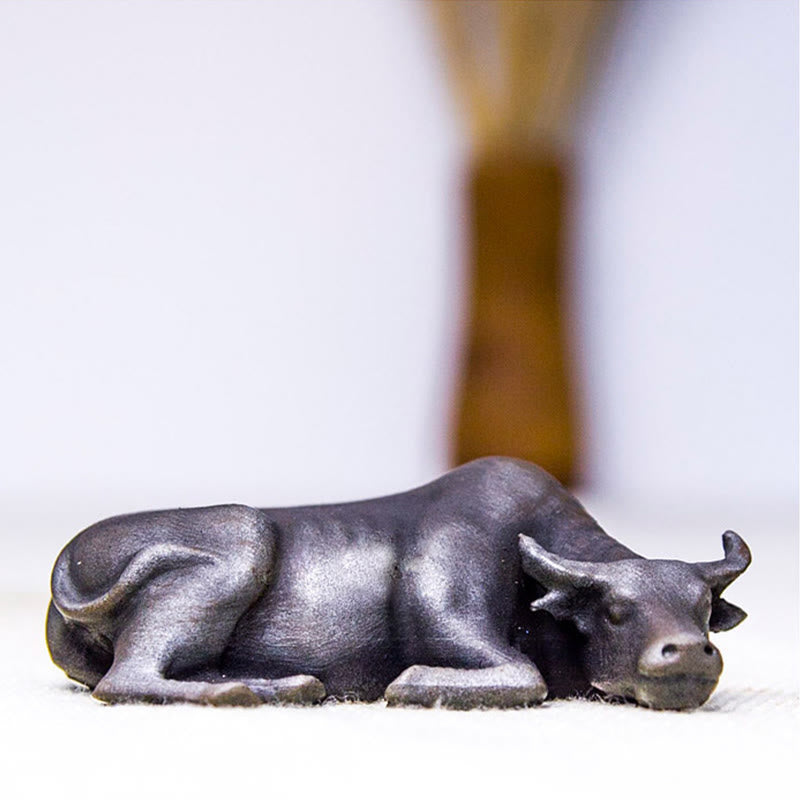 Statue de Buddha Stones en résine moulée à la main en forme de petit buffle d'eau et de taureau en poudre de fer rouille décoration de la maison - image 14