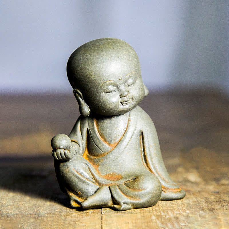Buddha Stones faites à la main, Ksitigarbha Kwan Yin Guanyin Avalokitesvara Tathagata, poudre de fer rouille, Statue en résine moulée, décoration de la maison - Version Rust - Ksitigarbha 10,5*8,7*6,5 cm - image 1