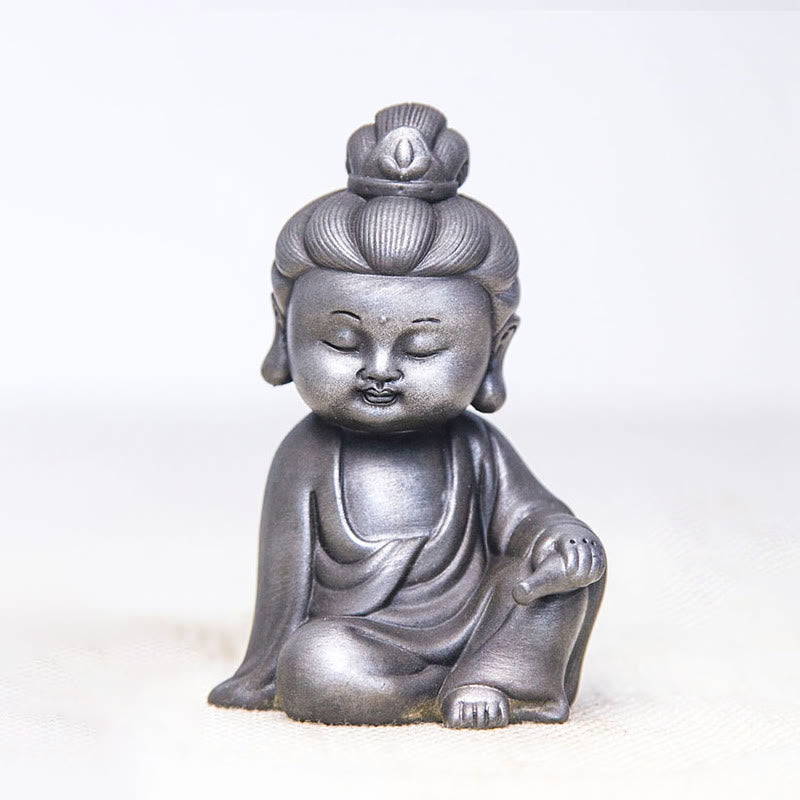 Buddha Stones faites à la main, Ksitigarbha Kwan Yin Guanyin Avalokitesvara Tathagata, poudre de fer rouille, Statue en résine moulée, décoration de la maison - Version polie - Avalokiteshvara 12,5*8,3*6,5 cm - image 24