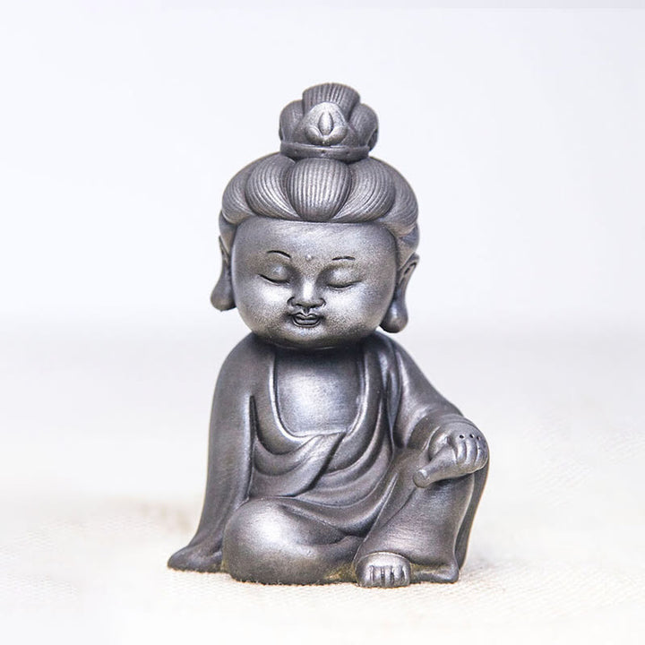 Buddha Stones faites à la main, Ksitigarbha Kwan Yin Guanyin Avalokitesvara Tathagata, poudre de fer rouille, Statue en résine moulée, décoration de la maison - Version polie - Avalokiteshvara 12,5*8,3*6,5 cm - image 24