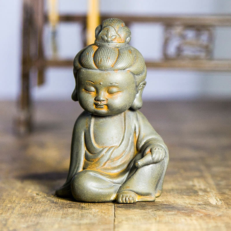 Buddha Stones faites à la main, Ksitigarbha Kwan Yin Guanyin Avalokitesvara Tathagata, poudre de fer rouille, Statue en résine moulée, décoration de la maison - image 8