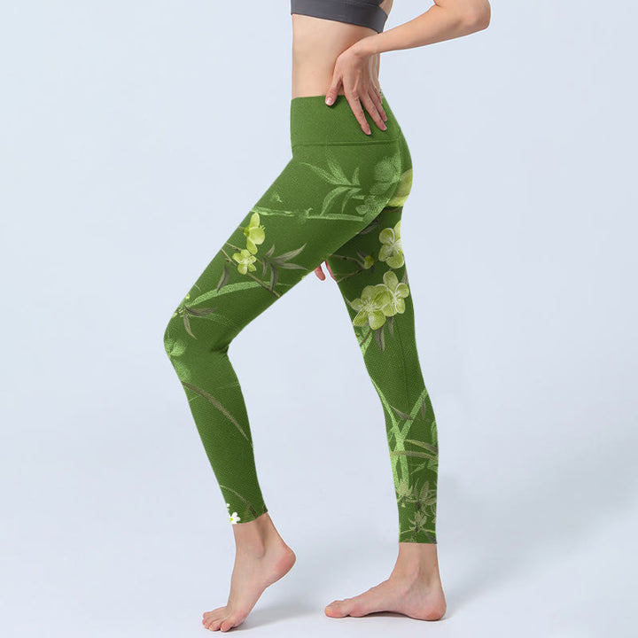 Leggings de sport à imprimé Buddha Stones Magpie Flowers Branches Pantalon de yoga pour femme - image 2