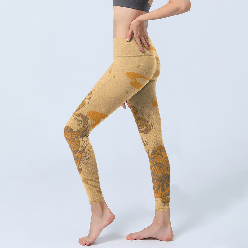 Pantalon de yoga pour femme avec motif de nuages ​​PiXiu et Buddha Stones - image 3