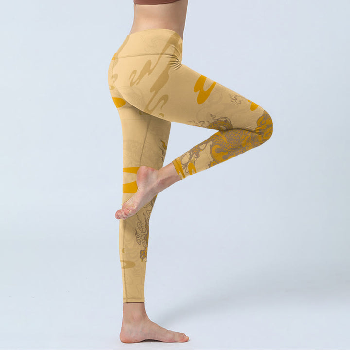 Pantalon de yoga pour femme avec motif de nuages ​​PiXiu et Buddha Stones - image 4