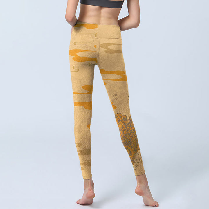 Pantalon de yoga pour femme avec motif de nuages ​​PiXiu et Buddha Stones - image 7