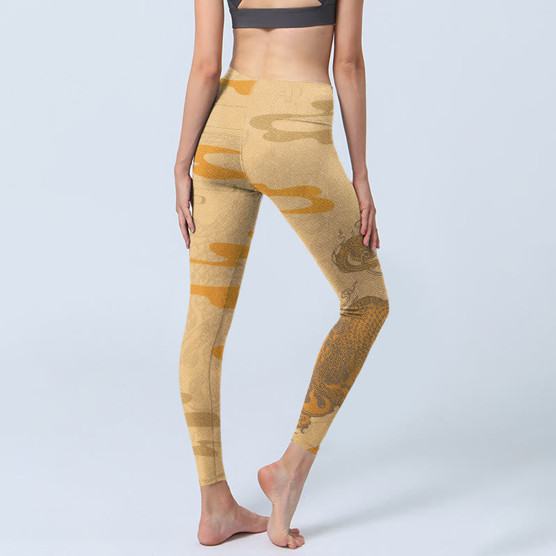 Pantalon de yoga pour femme avec motif de nuages ​​PiXiu et Buddha Stones - image 5
