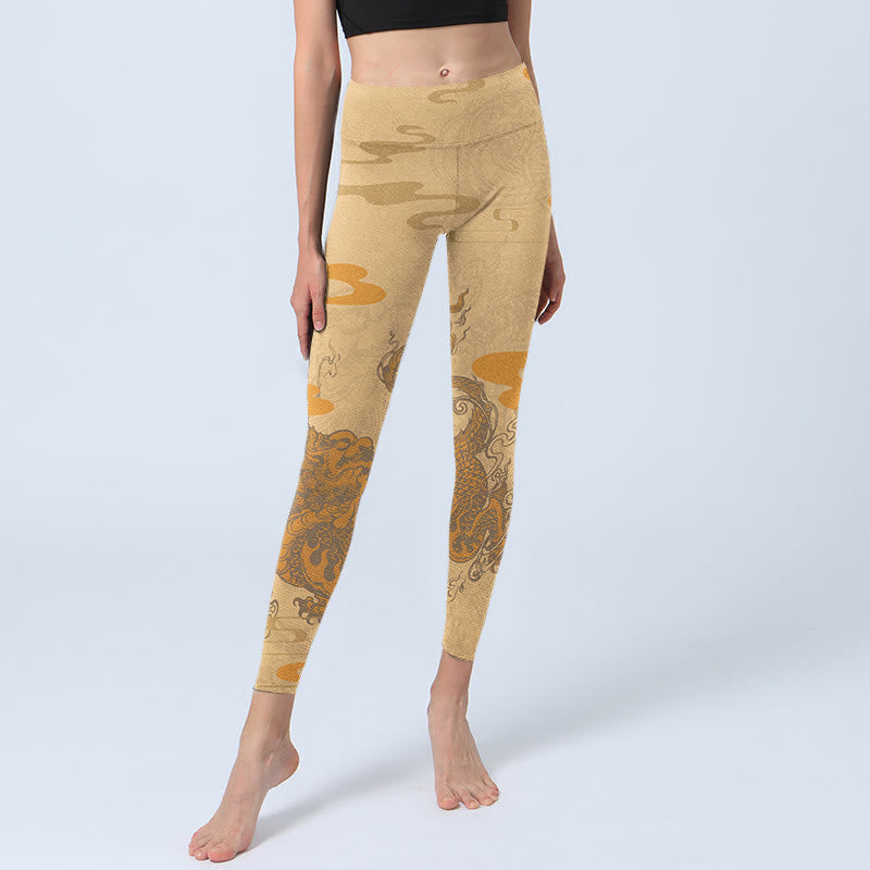 Pantalon de yoga pour femme avec motif de nuages ​​PiXiu et Buddha Stones - image 6