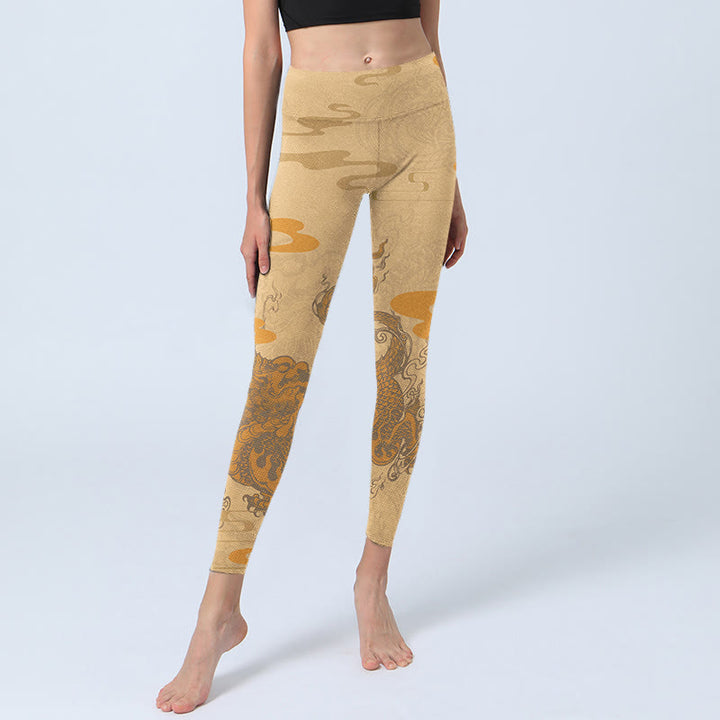 Pantalon de yoga pour femme avec motif de nuages ​​PiXiu et Buddha Stones - image 6