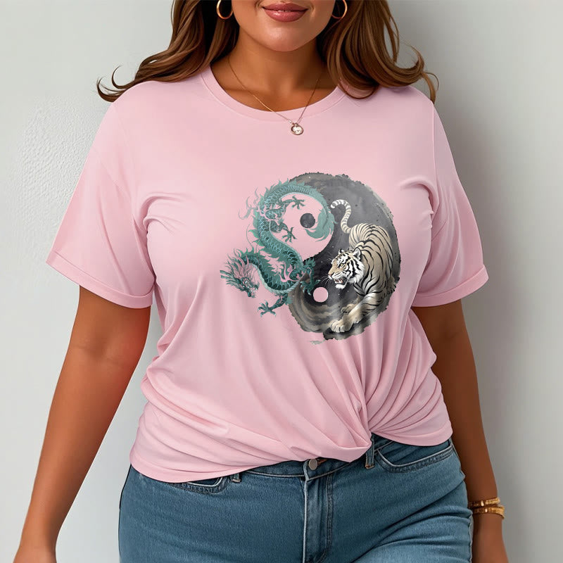 T-shirt en coton avec Buddha Stones , tigre, dragon, yin et yang - image 19