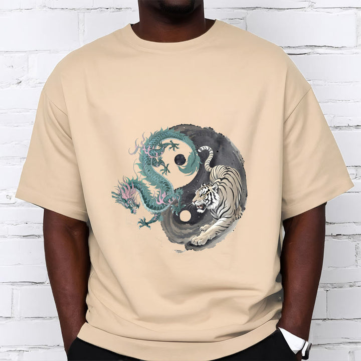 T-shirt en coton avec Buddha Stones , tigre, dragon, yin et yang - image 10
