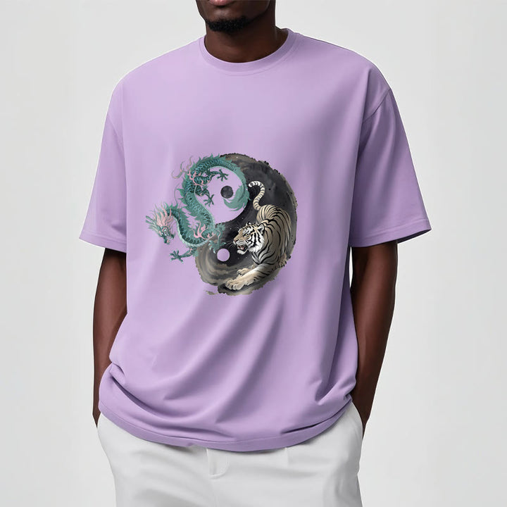 T-shirt en coton avec Buddha Stones , tigre, dragon, yin et yang - image 18