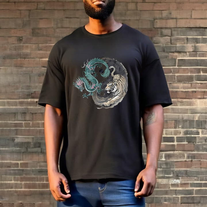 T-shirt en coton avec Buddha Stones , tigre, dragon, yin et yang - image 8