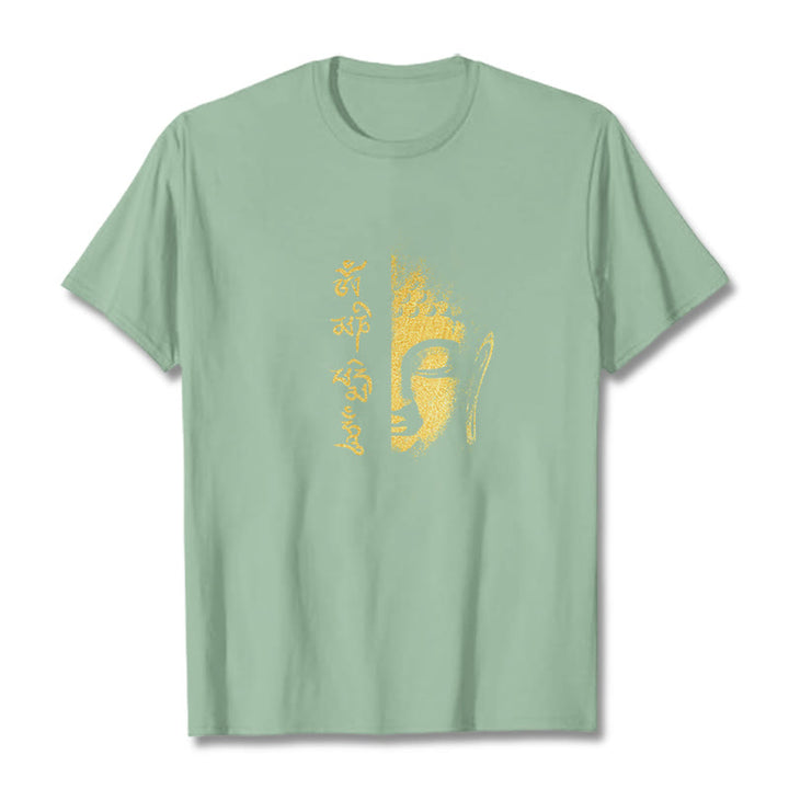 T-shirt en coton Buddha Stones Om Mani Padme Hum, bouddha doré - Vert pâle - 2XL - image 14