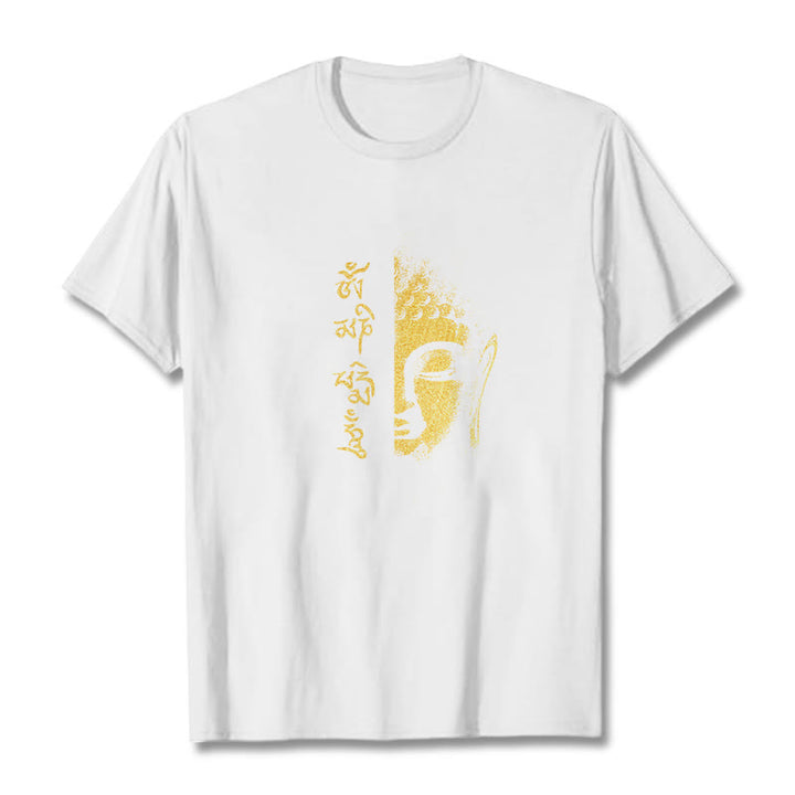 T-shirt en coton Buddha Stones Om Mani Padme Hum, bouddha doré - Blanc - 2XL - image 11