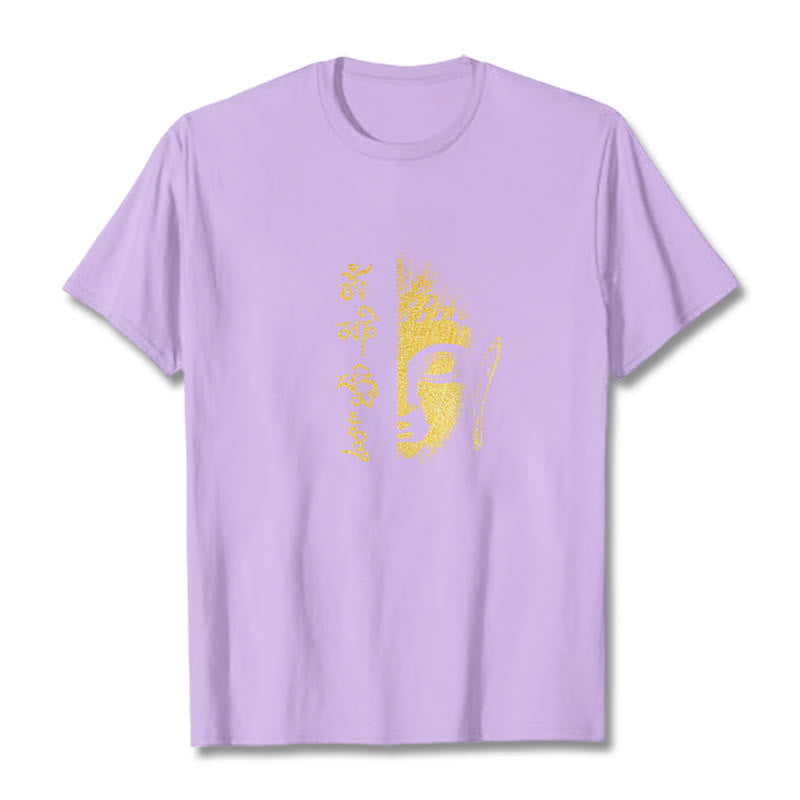 T-shirt en coton Buddha Stones Om Mani Padme Hum, bouddha doré - Prune - 2XL - image 16