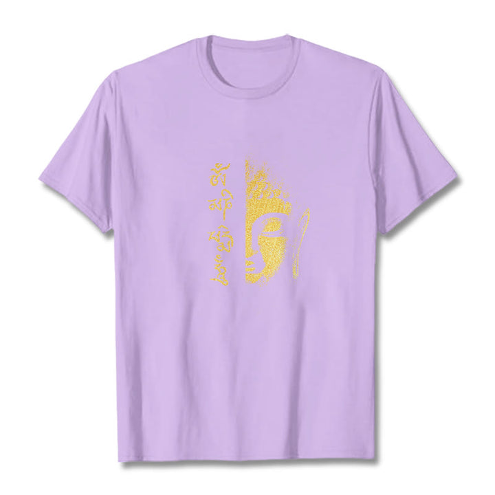 T-shirt en coton Buddha Stones Om Mani Padme Hum, bouddha doré - Prune - 2XL - image 16