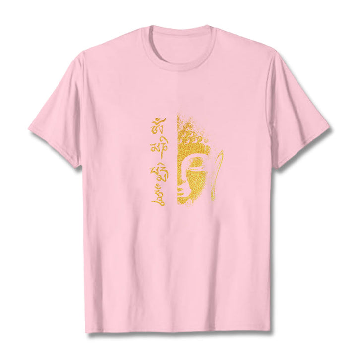 T-shirt en coton Buddha Stones Om Mani Padme Hum, bouddha doré - Rose clair - 2XL - image 18