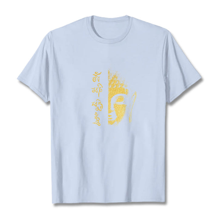 T-shirt en coton Buddha Stones Om Mani Padme Hum, bouddha doré - Cyan clair - 2XL - image 8