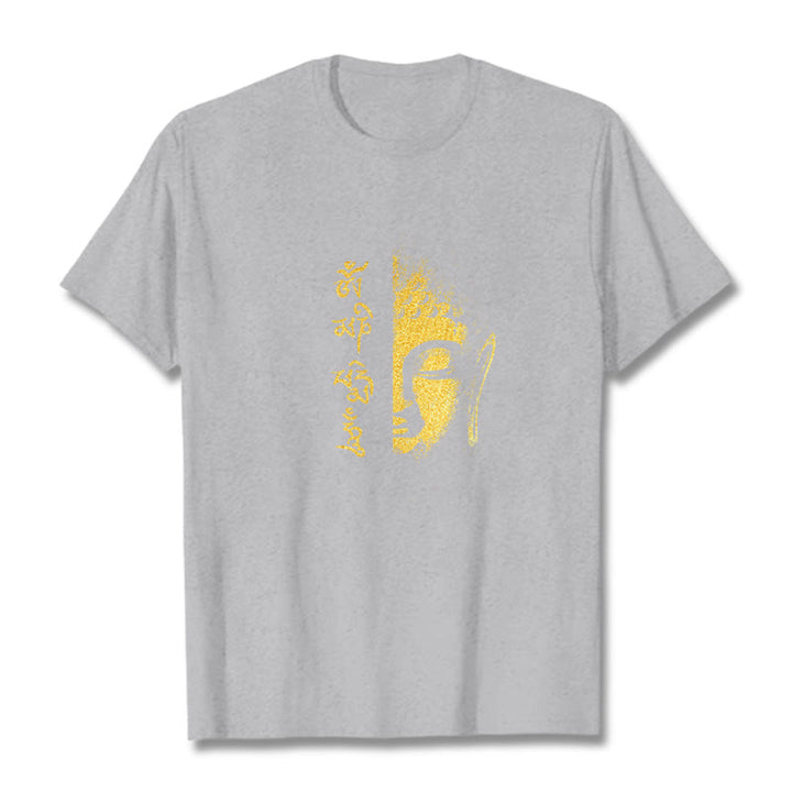 T-shirt en coton Buddha Stones Om Mani Padme Hum, bouddha doré - Gris clair - 2XL - image 18